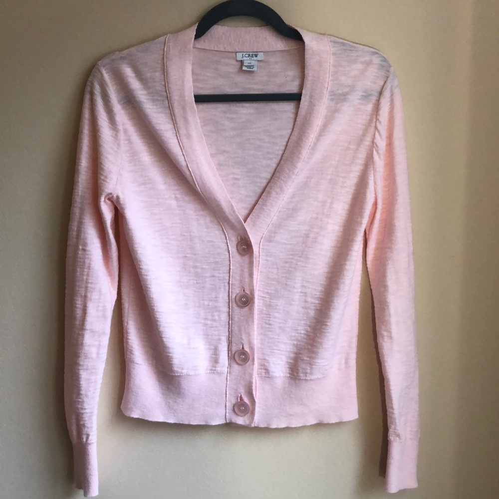 NWOT J Crew Factory Pink V-Neck Slub Cardigan